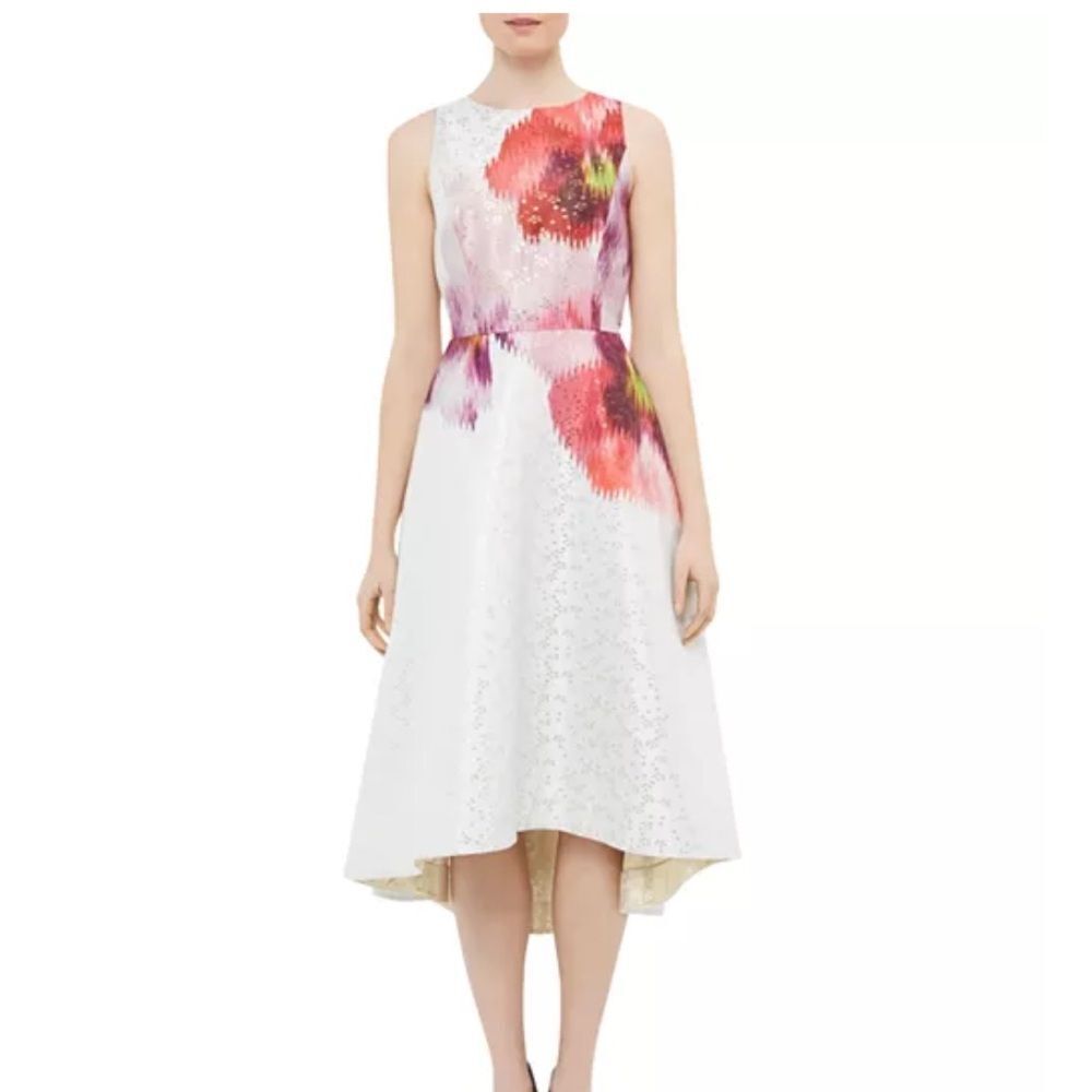Ted Baker Jenn Expressive Pansy Jacquard Floral Midi Dress| Size 8